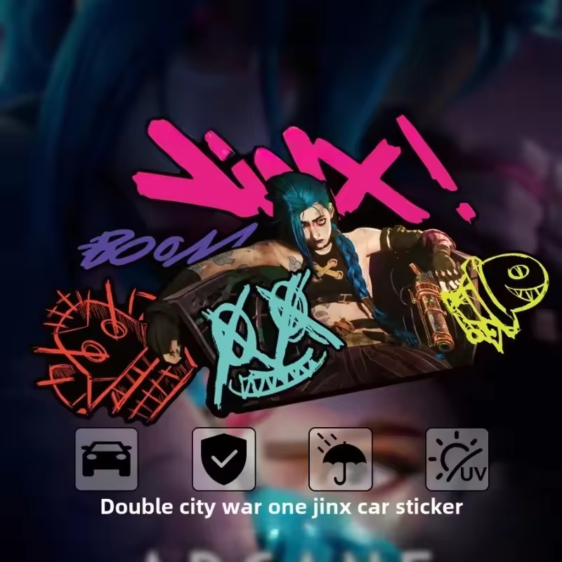Car Accessories For Decoration - Arcane Jinx Graffiti reflecterende autosticker elektrische