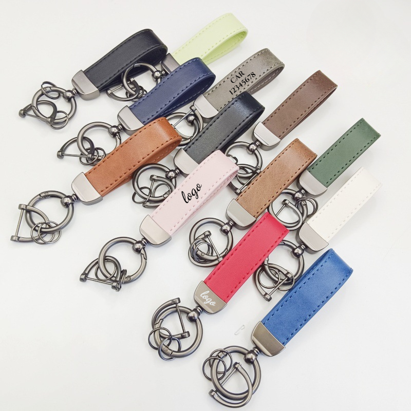 Car Accessories Name - Laser Custom LOGO verkleurde lederen sleutelhanger