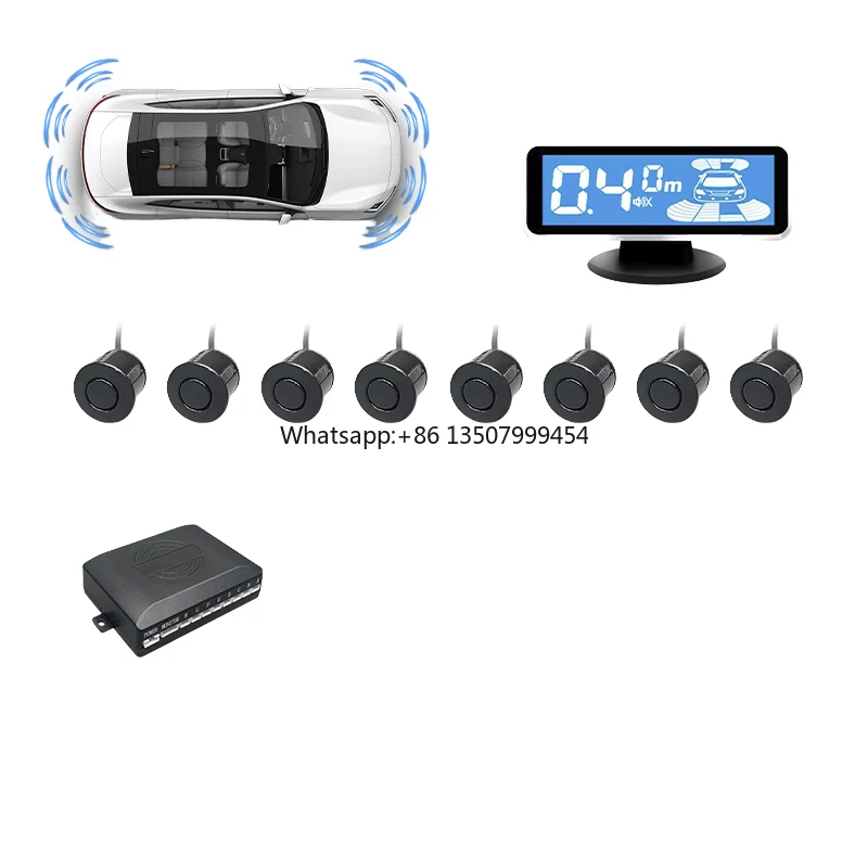 Parking Sensor Reverse - Parkeersensorkit met achteruitrijradar, 8 sensoren voor/achter,